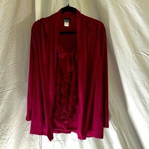 Red Ruffled Cardigan and Top Set